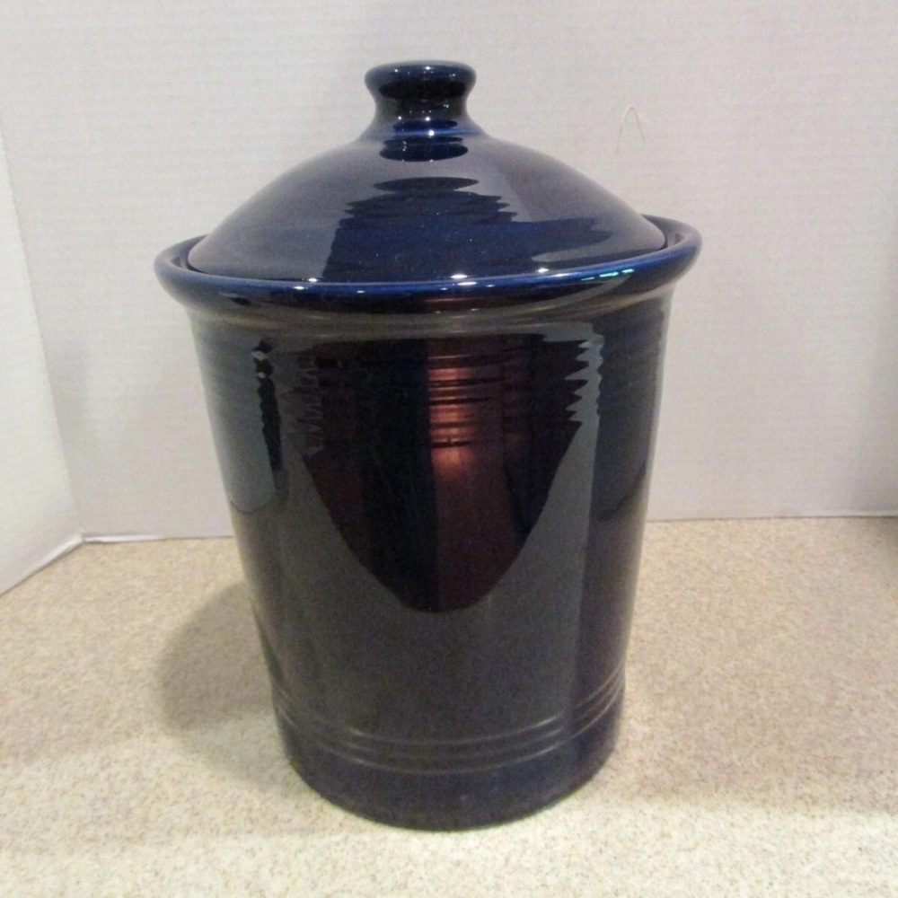 FIESTA WARE Large CANISTER & LID Cobalt Blue - Retired - Rare - 3 Quart